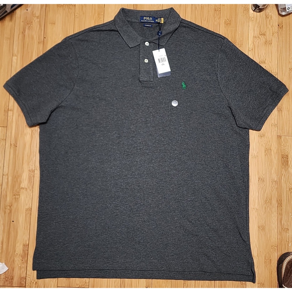 Polo Ralph Lauren Shirt Mens XXL Gray Iconic Classic Fit Mesh Polo Sporty NEW